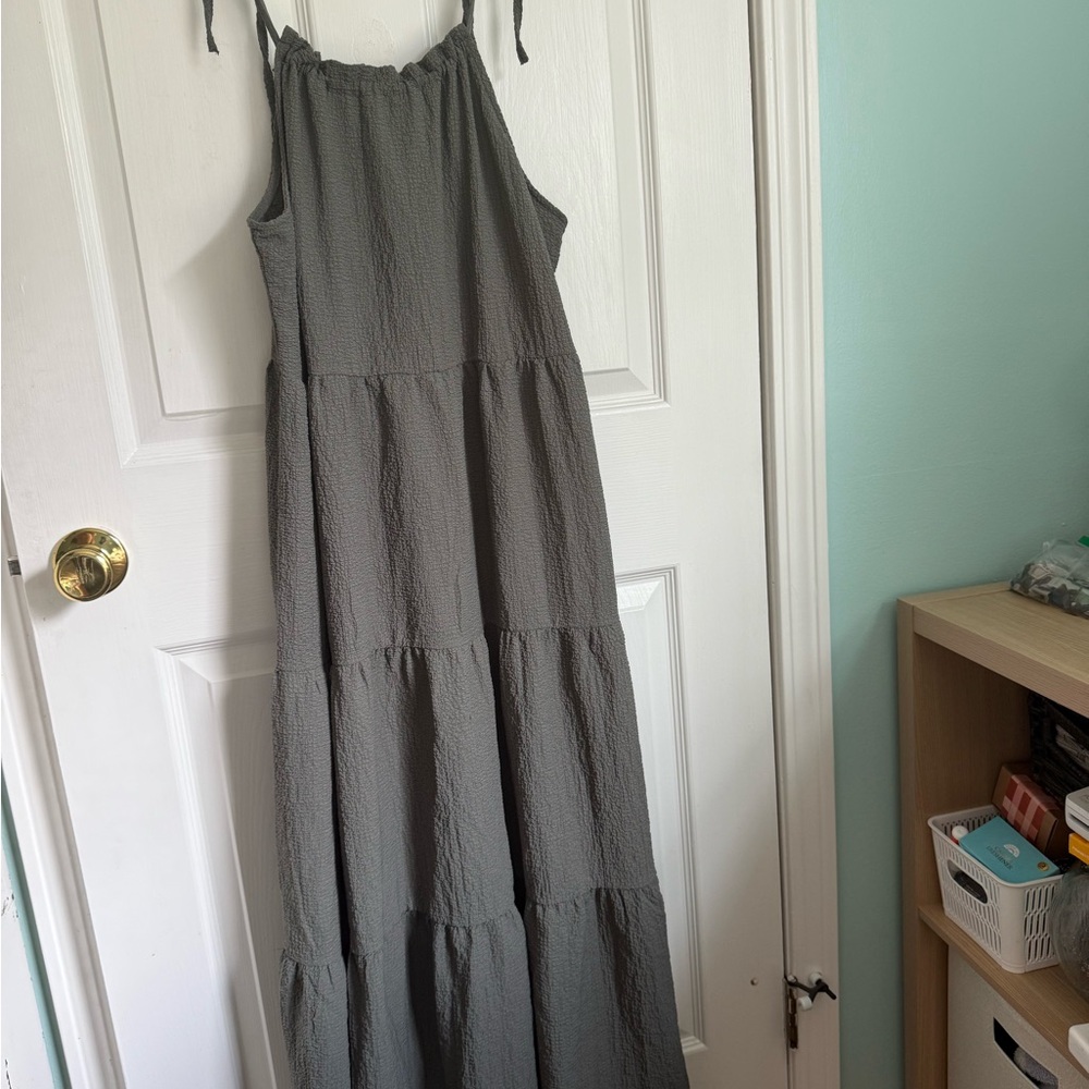Gray Tiered Ruffled Maxi Dress